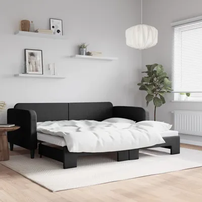 Produktbild von Tagesbett Ausziehbar Schwarz 90x190 cm Stoff