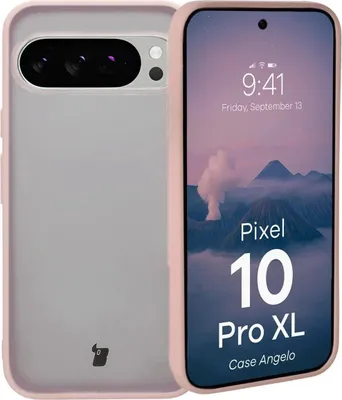 Produktbild von Bizon Case Angelo Google Pixel 10 Pro XL halbtransparent mit einem pinken Rahmen