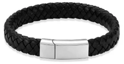 Produktbild von Go Go Gadget – Armband in Lederoptik – Schwarz – Silberner Magnetverschluss – 19 cm