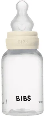 Zdjęcie produktu dla Butelka dla niemowląt BIBS, 150 ml, smoczek okrągły, silikonowy, średni przepływ, antykolkowy, kolor: kość słoniowa