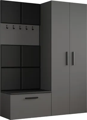 Produktbild von Masseno Garderobe-Set MODULO 160,6/204/40 cm Modern Garderobenschrank Grau