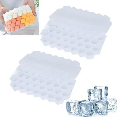 Image de Lot de deux récipients en forme de cube « hérisson » sans BPA, d'une contenance de 37 ml, avec couvercle en silicone, s LFGB, pour la congélation d'aliments pour bébés, de boissons et de whisky