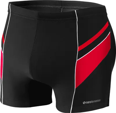 Produktbild von Sesto Senso Herren Badehose Schwimmhose Badeshorts 357, Farbe: Schwarz/Rot, Große: L