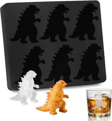 3D-Dinosaurier-Eiswürfelform, groß, aus Silikon, 15 x 13 x 2,5 cm