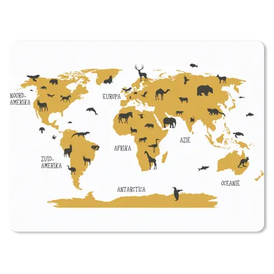 Produktbild von MuchoWow® Mauspad Mousepad Weltkarte Kinder - Tiere - Braun 23x19 cm - Mousepads - Maus Mat - Pad - Mausunterlage - Schreibtischunterlage - Mauspad
