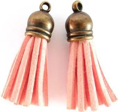 Image de 2 pompons en daim 4 m - Orange