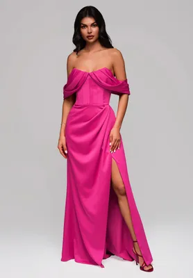 Produktbild von Ombre Elegantes Abendkleid mit Korsett-Oberteil und Beinschlitz fuchsia S