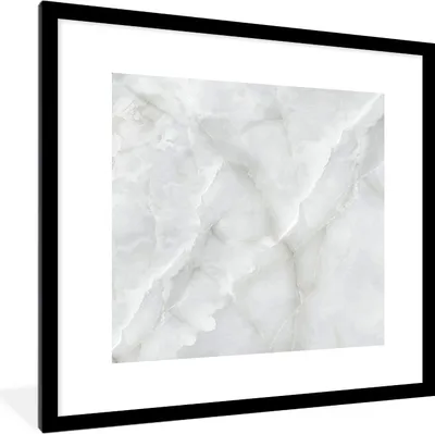Produktbild von MuchoWow® Gerahmtes Poster Marmor - Weiß - Muster - Stein - Marmoroptik 40x40 cm - Poster mit Schwarzem Bilderrahmen Wandposter Rahmen Foto Bilder - Poster - Plakat im Rahmen
