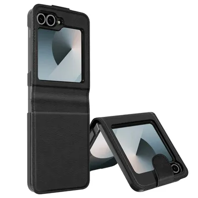 Produktbild von Avizar, Kunstlederetui mit Standfunktion Galaxy Z Flip6, Schwarz
