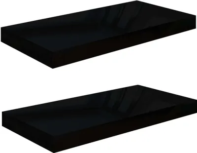 Immagine prodotto di Scaffali a Parete 2 pz Nero Lucido 50x23x3,8 cm in MDF