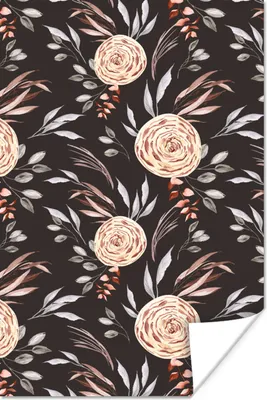 Produktbild von MuchoWow® Poster Rosen - Braun - Schwarz 120x180 cm - Kunstposter