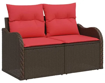 Image de Canapé de jardin vidaXL avec coussins, 121 x 62 x 69 cm, en polyrotin
