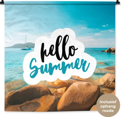 Produktbild von MuchoWow® Wandteppich Wandbehang Sommer - Zitat - Boot 90x90 cm Tapisserie Dekoration Wandtuch - Wandaufhänger