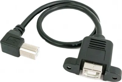 Produktbild von SYSTEM-S USB 2.0 Kabel 30 cm Typ B Stecker zu Buchse mit Schraube Winkel Schwarz