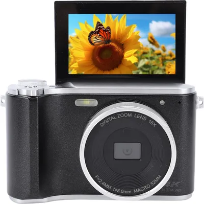 Zdjęcie produktu dla aparat cyfrowy 4K z 3-calowym odchylanym ekranem 64 MP HD 16-krotny zoom cyfrowy z autofokusem i szerokokątnym obiektywem do fotografii Czarny