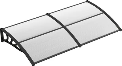 Produktbild von Vordach für Haustür 199 x 99 cm, überdachung aus Polycarbonat & Aluminium, Türvordach für Sonnenschutz Regenschutz Windschutz, Pultvordach für Tür Eingang Hauseingang, Grau