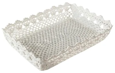 Productafbeelding van Witte borduurschaal, 35X25H7 cm (set van 3)