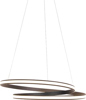 Produktbild von Qazqa Büro Esstisch led Modern Pendelleuchte, Pendellampe - Rowan - Schwarz, Rund, 2700K, warmweiß, dimmbar, 74cm, Ideal als Esszimmerlampe, Bürolampe und Wohnzimmerlampe