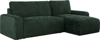 Produktbild von Cord Sofa, Cord Couch, Sofa L-Form mit Schlaffunktion und Bettkasten, Schlafsofa Cord, Ecksofa, Eckcouch, Couchgarnitur Ecke Bettcouch - Argos - Grün Cord