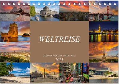 Produktbild von Weltreise - In zwölf Monaten um die Welt (Tischkalender 2025 DIN A5 quer), CALVENDO Monatskalender