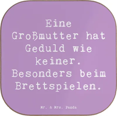 Produktbild von Mr. & Mrs. Panda Untersetzer Spruch Großmutter Geduld - Lavendeltraum - Geschenk, Freundschaft, Coaster, Flaschenuntersetzer, Freude, einzigartige Designs, Familie, Tasse