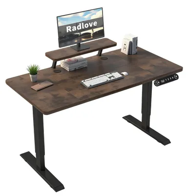 Höhenverstellbarer Schreibtisch 140x76 cm, elektrisch, braun