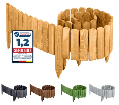 Image de Garronda Bordure de parterre en bois Clôture à enroulement imprégnée Bordure à enroulement flexible Bordure de gazon Palisade Clôture pour jardin Longueur : 200 cm GD-0046 (Marron clair, Hauteur : 30 cm)