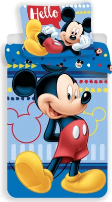 Image de Disney Mickey Mouse Parure de lit enfant "Hello" dessin animé, couette 140 x 200 cm + oreiller 70 x 90 cm 100% coton