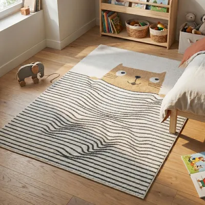 Produktbild von Volero - Waschbarer Kinderteppich - Ravi Cat Bunt - 140x200 cm - Kinderzimmer - Klassik