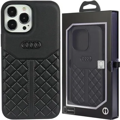 Obrázok produktu pre Puzdro Audi z pravej kože pre iPhone 14 Pro 6.1", čierne, čierne, tvrdé, AU-TPUPPCIP14P-Q8/D1-BK