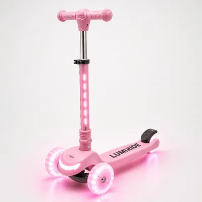 Produktbild von LUMI RIDE Trottinette pour enfants Trottinette à trois roues avec LED, freins arrière, hauteur réglable, charge maximale 50kg, pliable Arc-en-ciel rosa Sun Baby