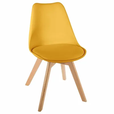 Produktbild von Gepolsterter Stuhl Baya Holz gelb 81x48x55 cm Modern Deko
