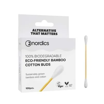 Image de Bâtonnets cosmétiquesbambou coton blanc Nordics 100 pces