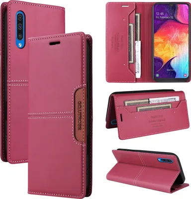 Produktbild von Handyhülle für Samsung Galaxy A50 / A50s / A30s Hülle, Leder Flip Wallet Kartenfach Stand Schutzhülle Rot
