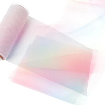 Image de Nappe en tulle, dégradé de couleurs arc-en-ciel, 15 cm x 9 m, en maille de nylon, idéale pour la décoration de fêtes