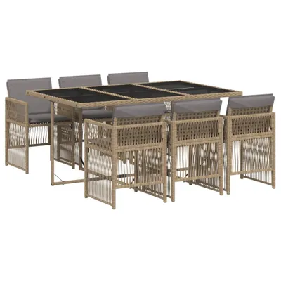 Produktbild von vidaXL 7-tlg. Garten-Essgruppe mit Kissen Beigemischung Poly Rattan
