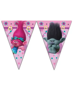 Produktbild von Trolls Wimpel-Girlande Party-Deko Lizenzartikel bunt 230cm