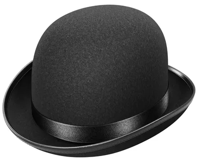 Produktbild von WELLGRO Hut Melone schwarz für Erwachsene, Bowler mit Satinband, 30,5 x 24 x 13 cm (LxBxH)