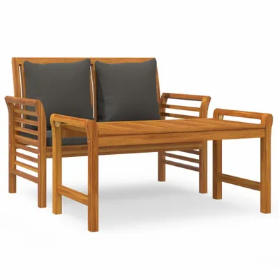 Produktbild von "2026 MODERNE" 2-tlg. Garten-Lounge-Set/Garten-Essgruppe - Balkonmöbel Set - mit Dunkelgrauen Kissen Massivholz - Gartenmöbelset CC3707608