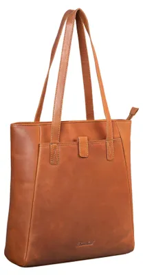 Produktbild von Benthill Damen Shopper Leder - Umhängetasche aus echtem Rindsleder - Handtasche mit Reißverschluss - Schultertasche / Ledertasche - Vintage Tasche