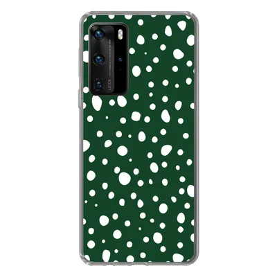 Produktbild von MuchoWow® Handyhülle Schutzhülle Hülle für Huawei P40 Pro Polka dots - Weiß - Grün Silikon Softcase Handy Hülle - Schutz