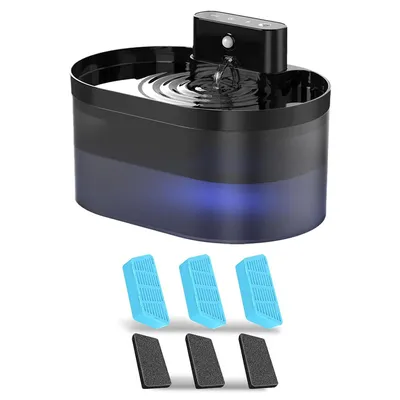 Produktbild von Kabelloser Katzenbrunnen 2.2L mit Bewegungsmelder, wiederaufladbar 2600mAh,3 Modi Haustier Wasserspender, leise Wasserpumpe für Katze und Hund