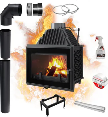 Produktbild von Einsatz Luftkamin KRATKI ZOSIA 12kW Ø200 Gusseisen Rekuperationsansaugung SET