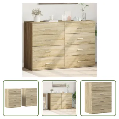Produktbild von The Living Store Sideboards 2 Stk. Sonoma-Eiche 60x39x80 cm Holzwerkstoff