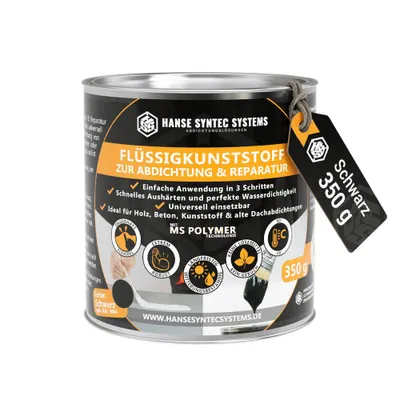 Produktbild von Flüssigfolie 350g Abdichtung DIY – Flüssigkunststoff für Dach Balkon Reparatur, wasserdicht, UV-beständig, schwarz