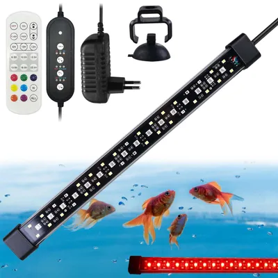 LED-Aquariumlampe 10 W, Vollspektrum, Timer, 7 Farben, 30 cm