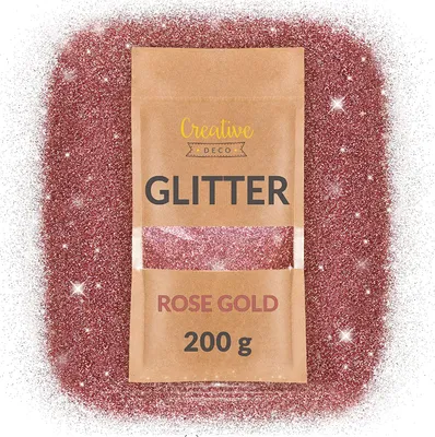 Produktbild von Creative Deco 200g Roségold Glitzerpulver für Wand-Farbe | Bastel-Glitzer | 0,2mm Glitzer-Pulver | Farbzusätze Nagel-Lack & Epoxid-Harz Zusatz | Perfekt für Kunst Handwerk Schleim & DIY