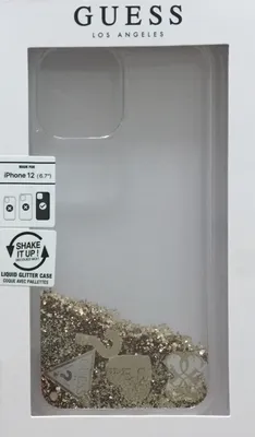 Produktbild von Guess Hard Cover Schutzhülle für Apple iPhone 12 Pro Max 6.7 Gold Glitzer Herz Tasche Etui