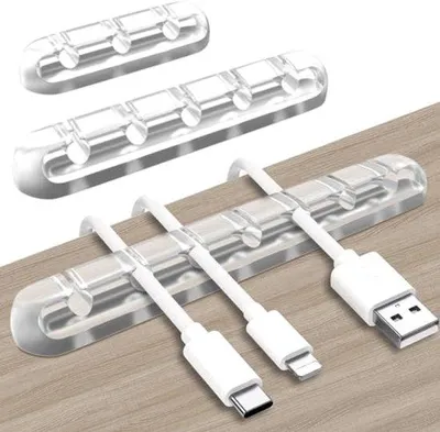 Produktbild von Kabelhalter-Set - Selbstklebende Kabel-Organizer für USB, Kabels und Netzschlangen bis 6 mm - Transparent