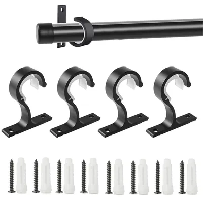 Deckenhalter für Vorhangstangen, 4 Stück, schwarz, 25-28 mm